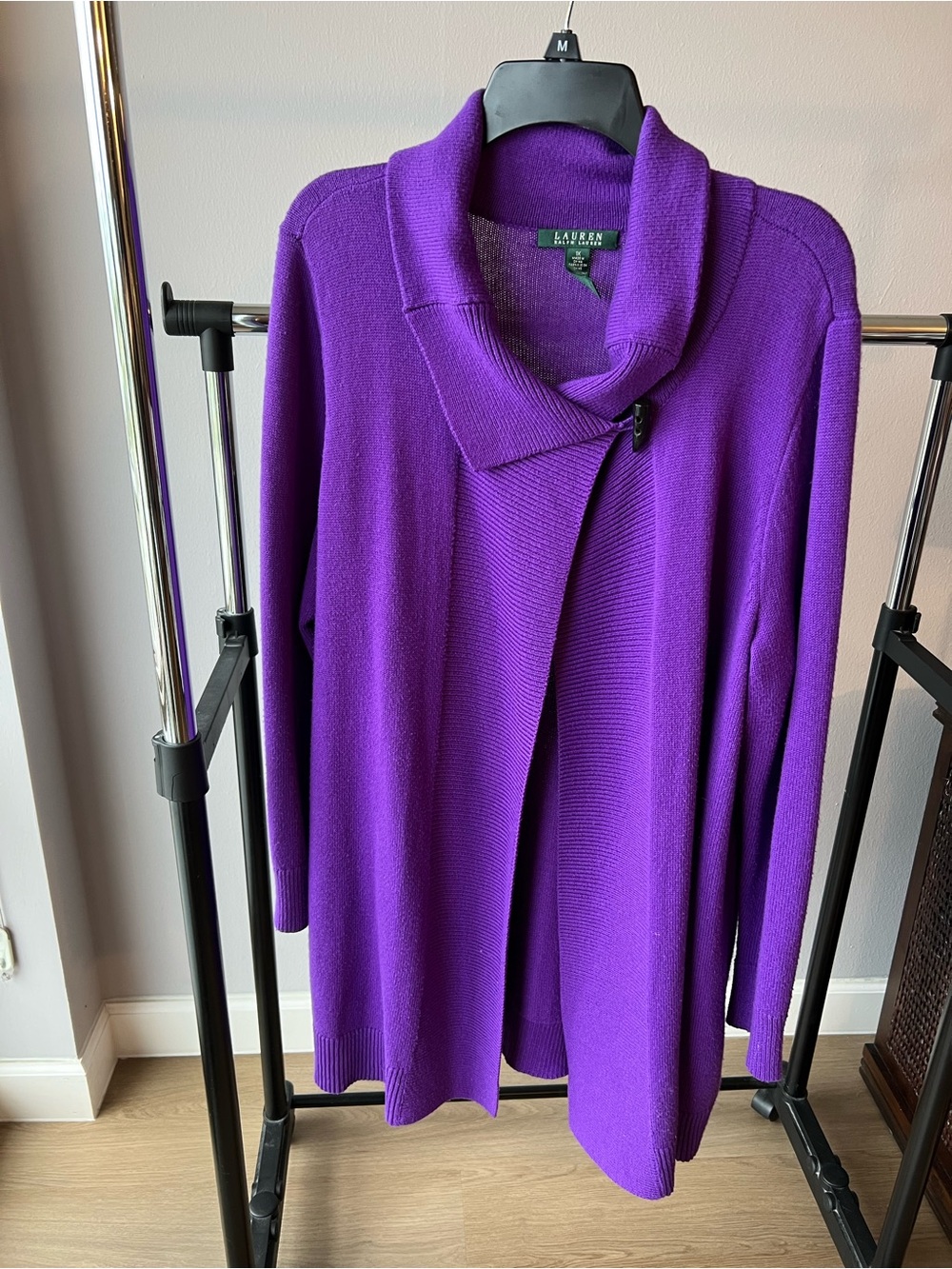 Ralph Lauren Violet Shawl-Collar Toggle Cardigan